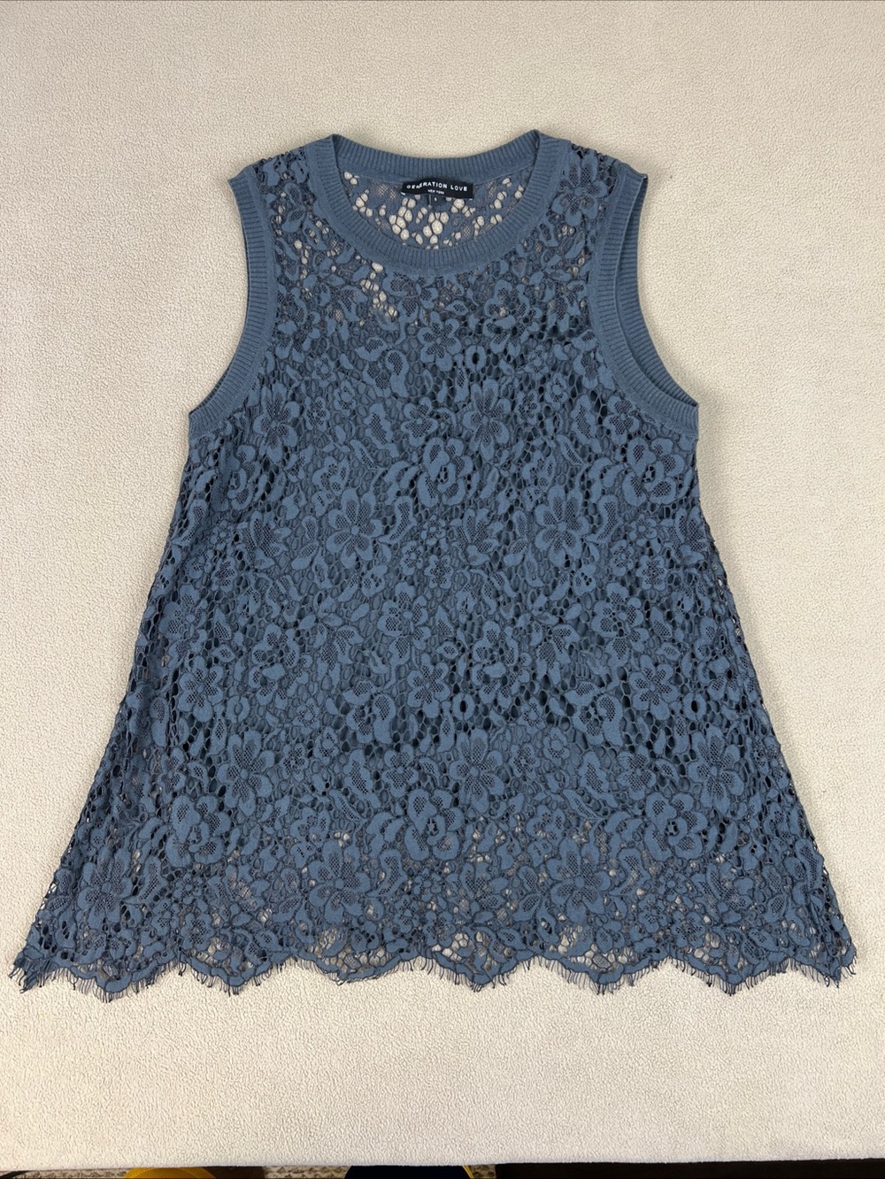 Generation Love Charcoal Lace Top. Cotton Lined. Choose Love. Women's Sz S